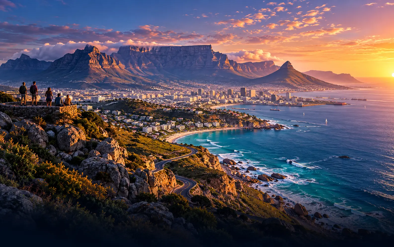 Cape Town travel illustration for Dealzilla’s Viator tour package marketing